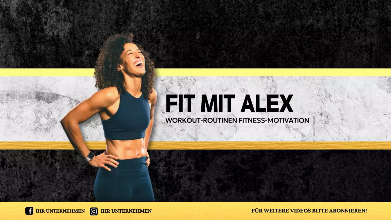 gelb schwarz weiß fitness youtube kanal vorlage moderner stil
