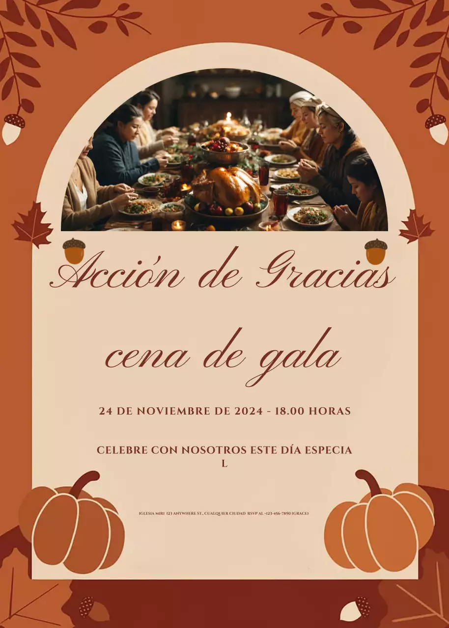 invitación tradicional marrón de Acción de Gracias