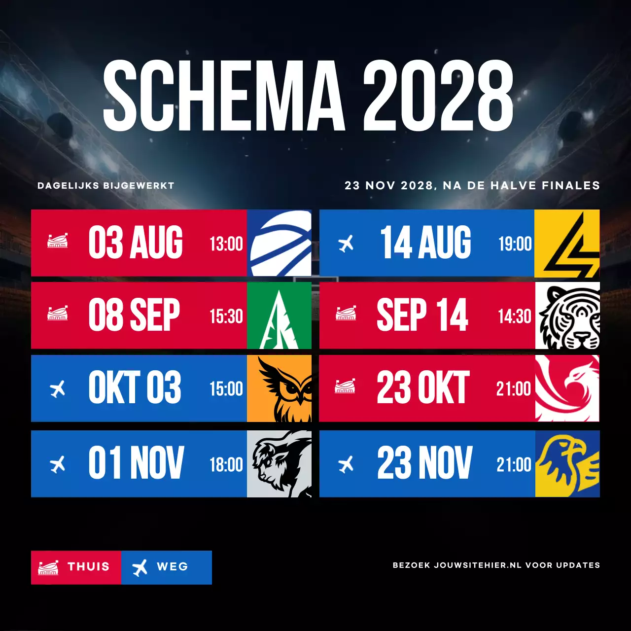 blauw rood modern basketbal schema