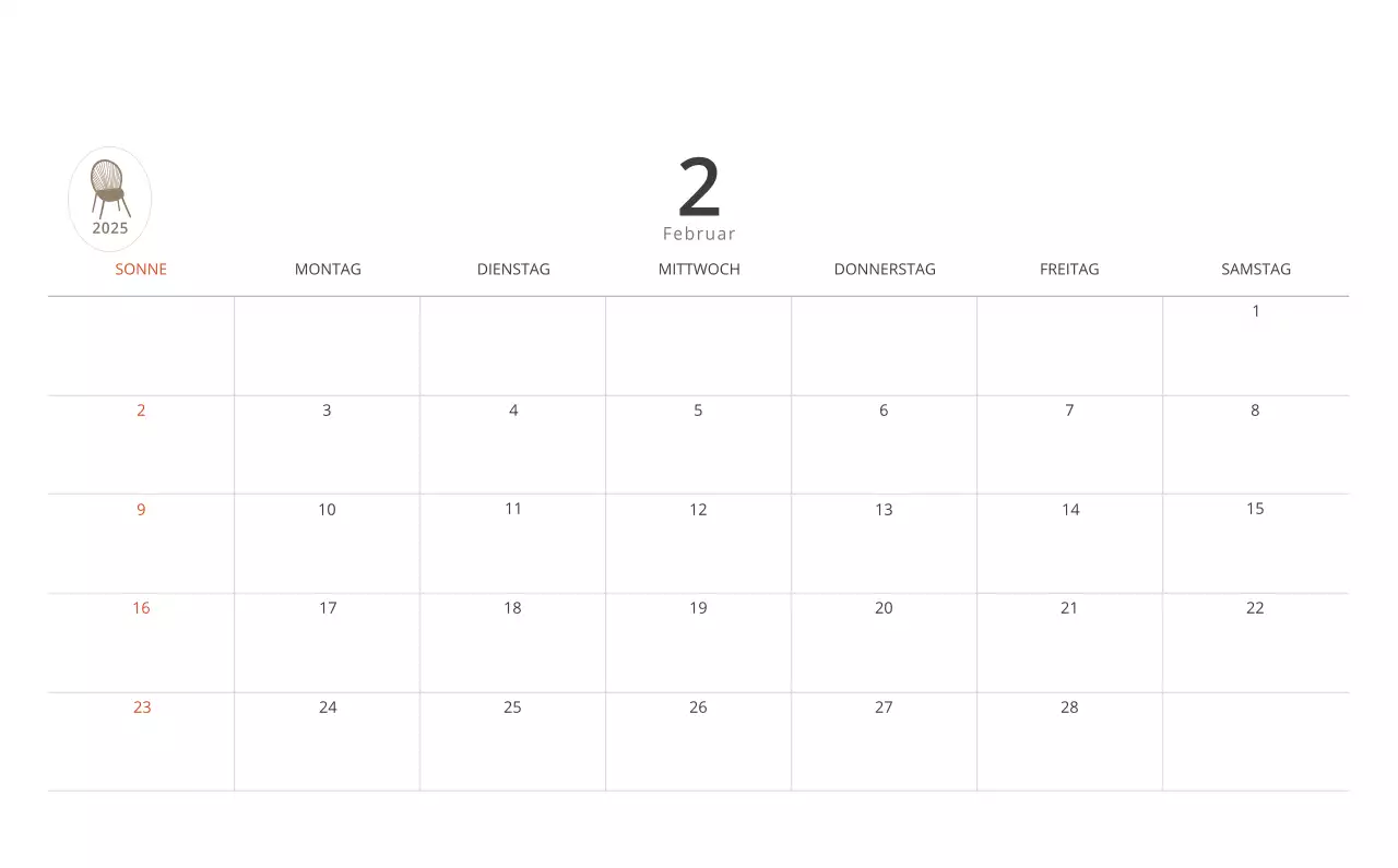 Beigefarbener minimalistischer Innenkalender