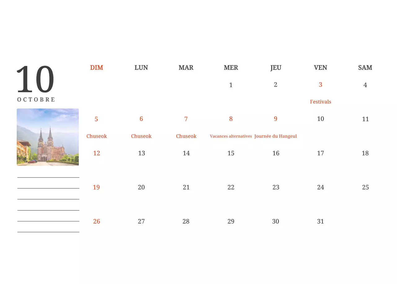 Calendrier photographique conceptuel mettant en scène des églises dans des paysages.