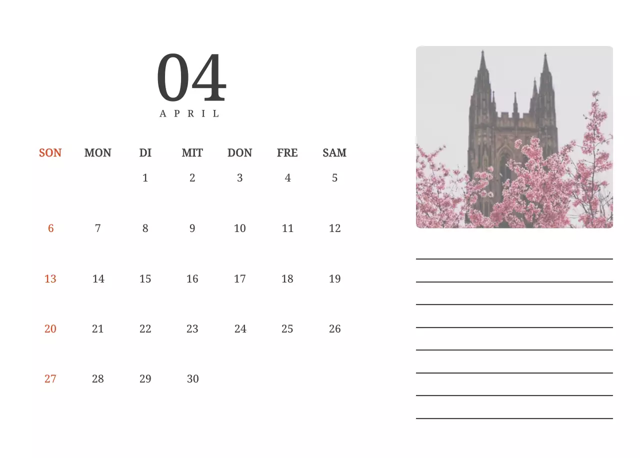 Ein fotografischer Konzeptkalender, der Kirchen in Landschaftsbildern zeigt