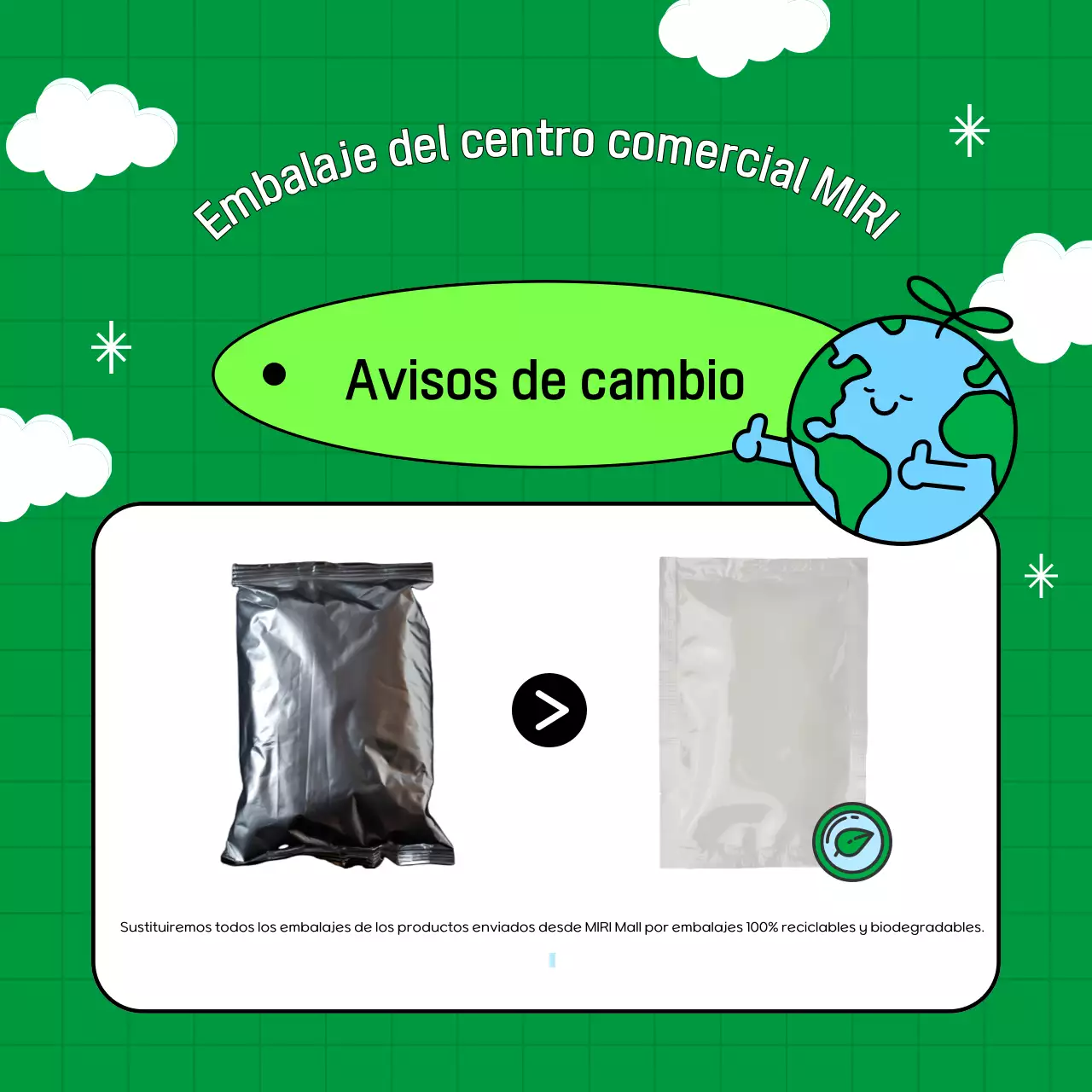 Anunciamos el cambio a un sencillo envase ecológico verde y blanco