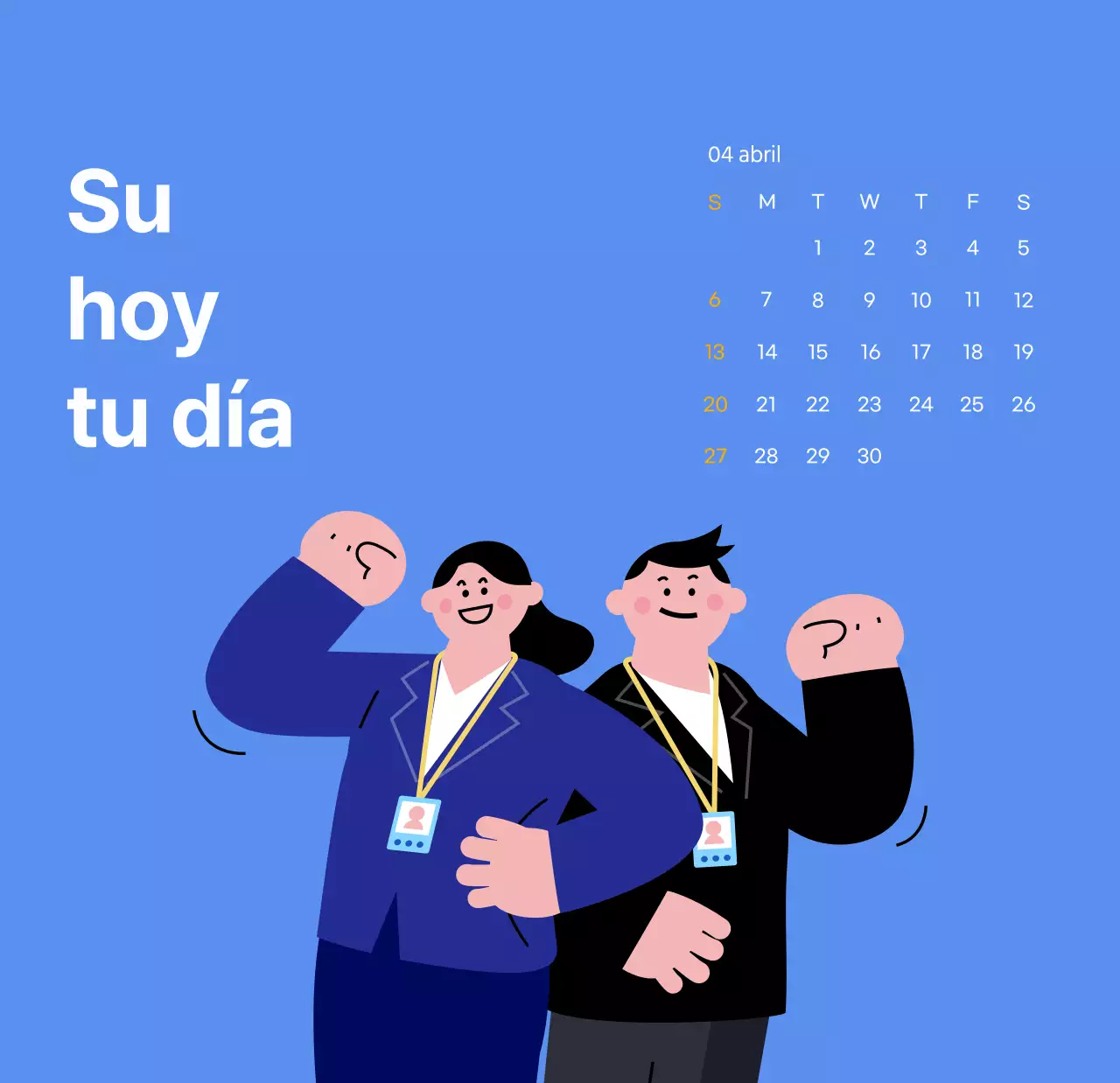 Calendario motivacional con ilustraciones llenas de energía y citas positivas sobre fondo azul claro