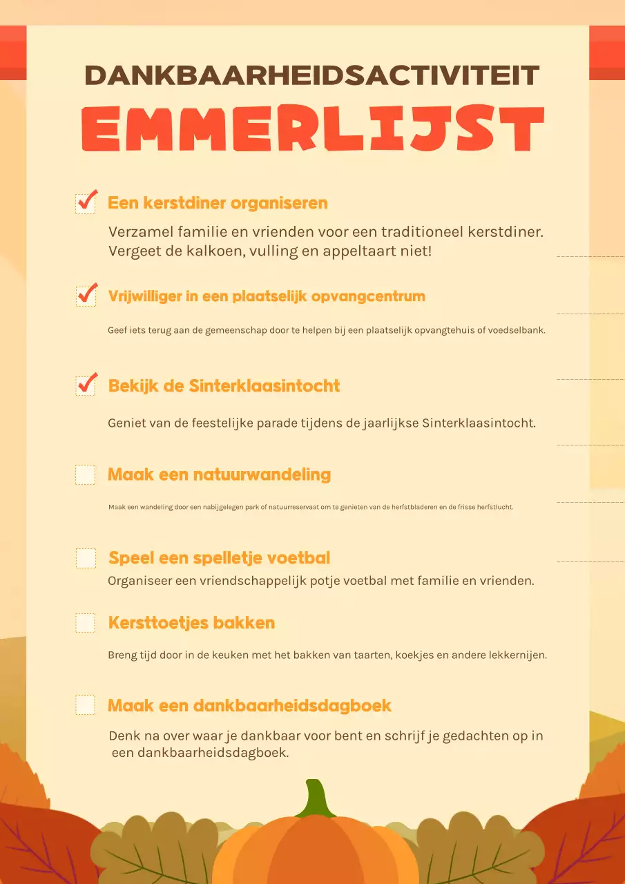 oranje herfstvakantieplanner