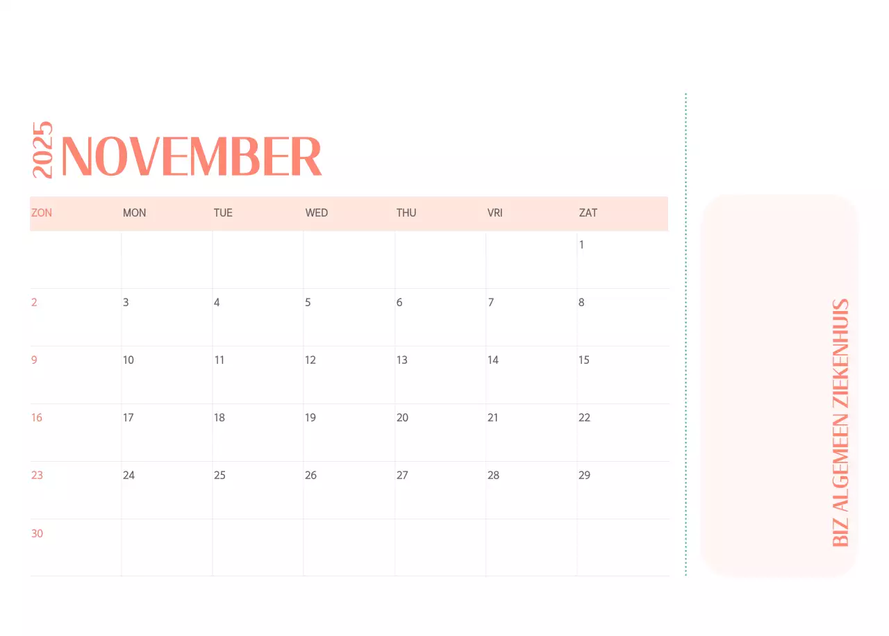 Ziekenhuiskalender in groen fotolijstje