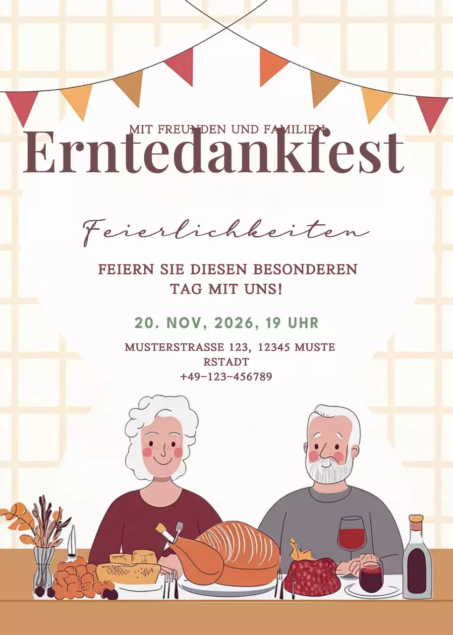 beige traditionelle Thanksgiving-Einladung