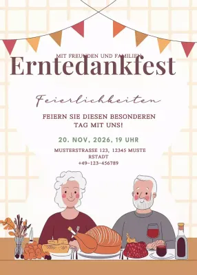 beige traditionelle Thanksgiving-Einladung