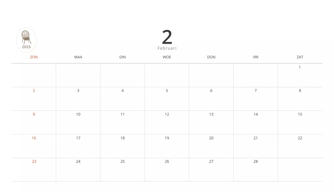 Beige minimalistische interieurkalender