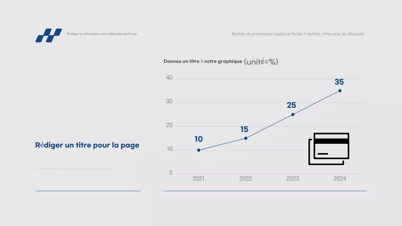 Rapport de présentation simple en bleu et gris, facile et rapide à éditer