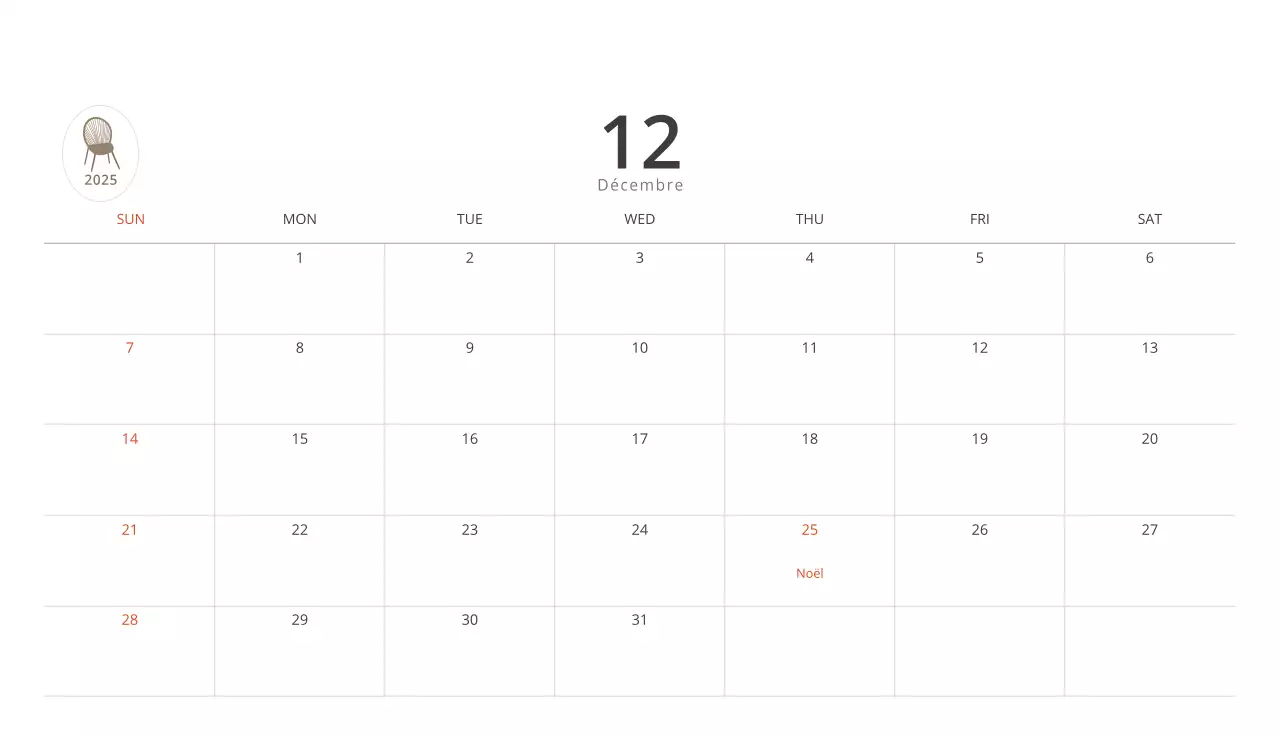 Calendrier intérieur minimaliste beige