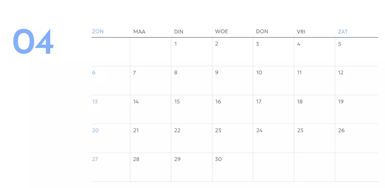 Photo goal tracker kalender met een vleugje blauw