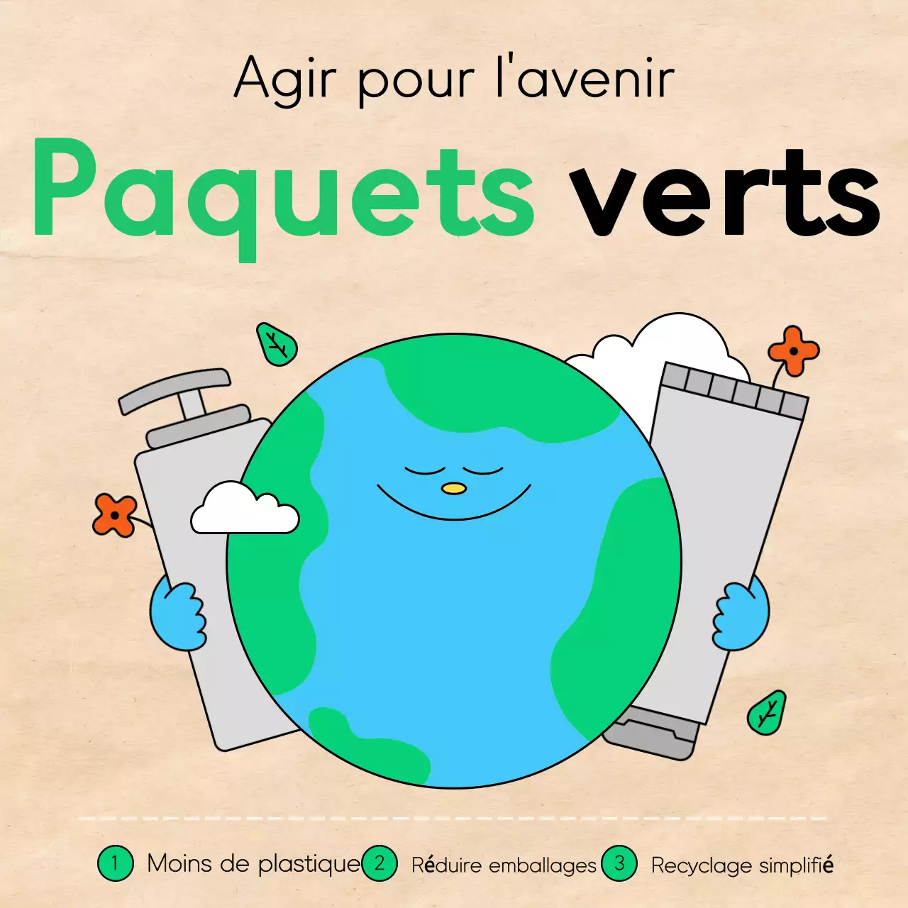 Promouvoir un emballage écologique propre, vert et bleu clair
