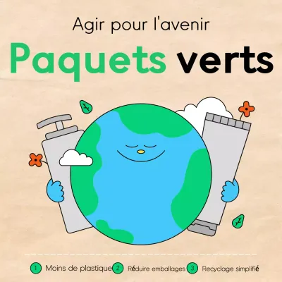 Promouvoir un emballage écologique propre, vert et bleu clair