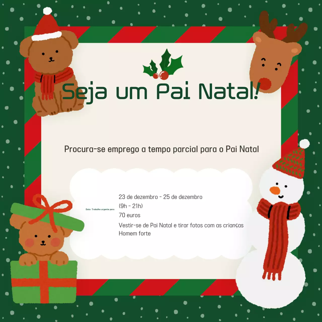 Empregos a tempo parcial no Natal em verde e acolhedor