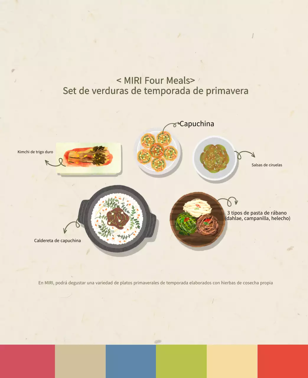 Calendario de comidas tradicionales en beige