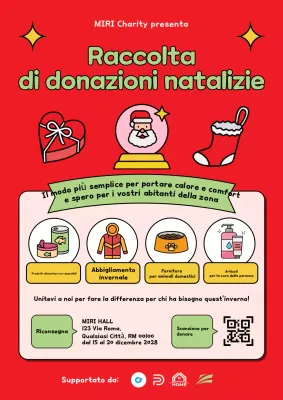 Cartone animato con ghirigori natalizi - Poster per la raccolta di donazioni