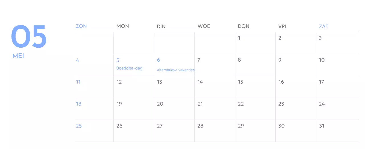 Photo goal tracker kalender met een vleugje blauw