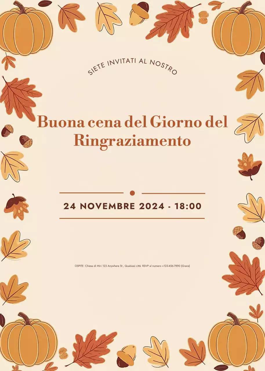 invito tradizionale al ringraziamento beige