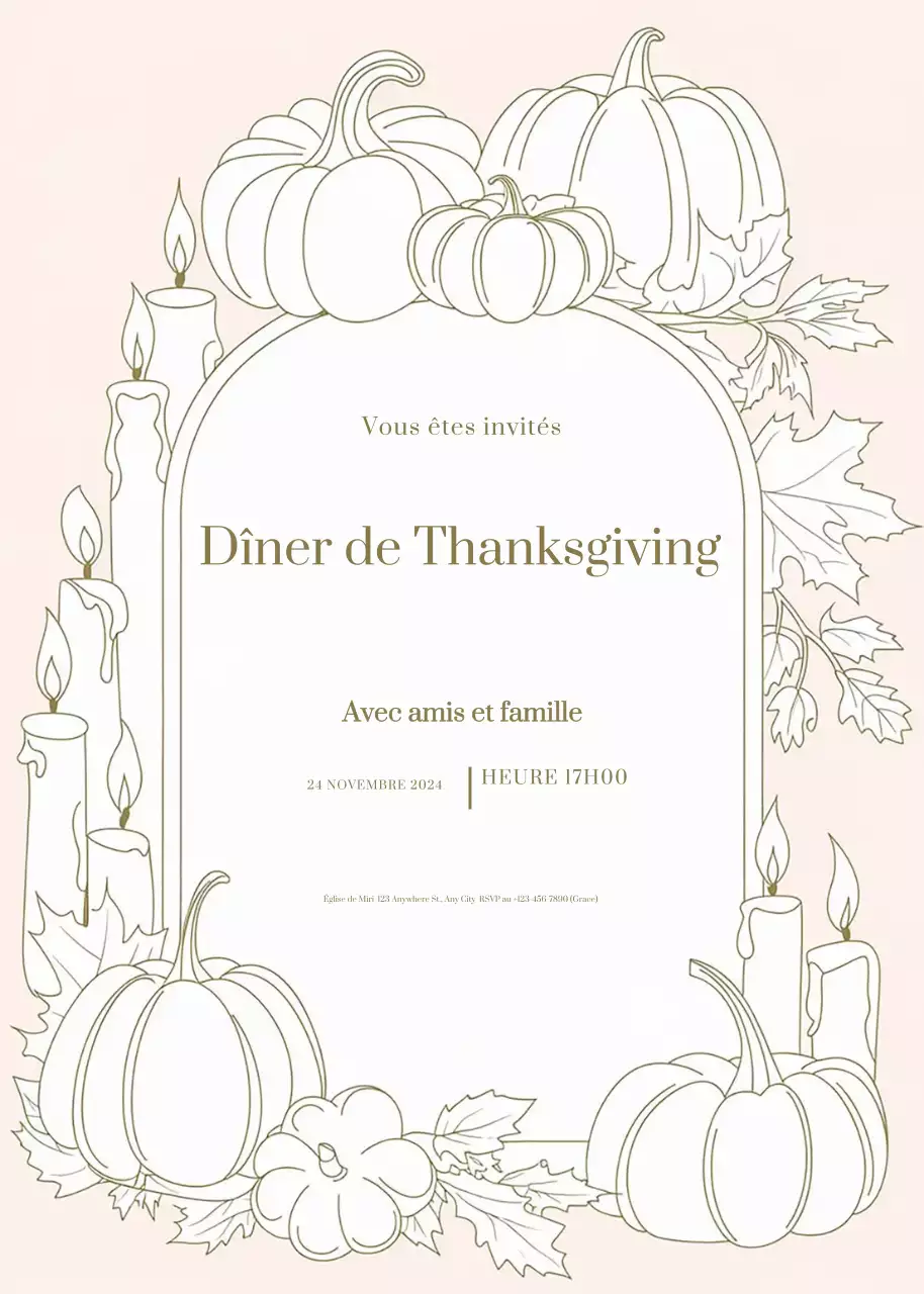 invitation élégante beige pour Thanksgiving
