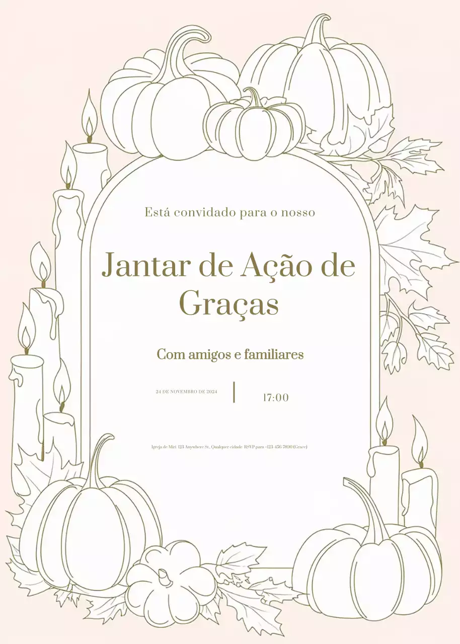 convite de ação de graças elegante bege