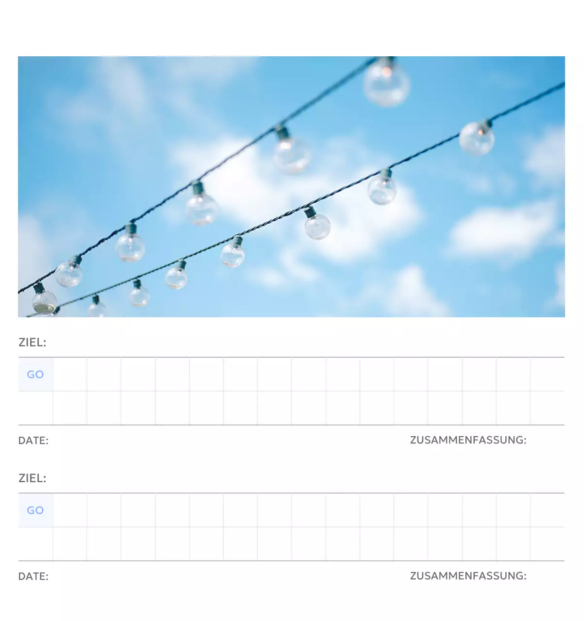 Foto-Zielverfolgungskalender mit einem Hauch von Blau