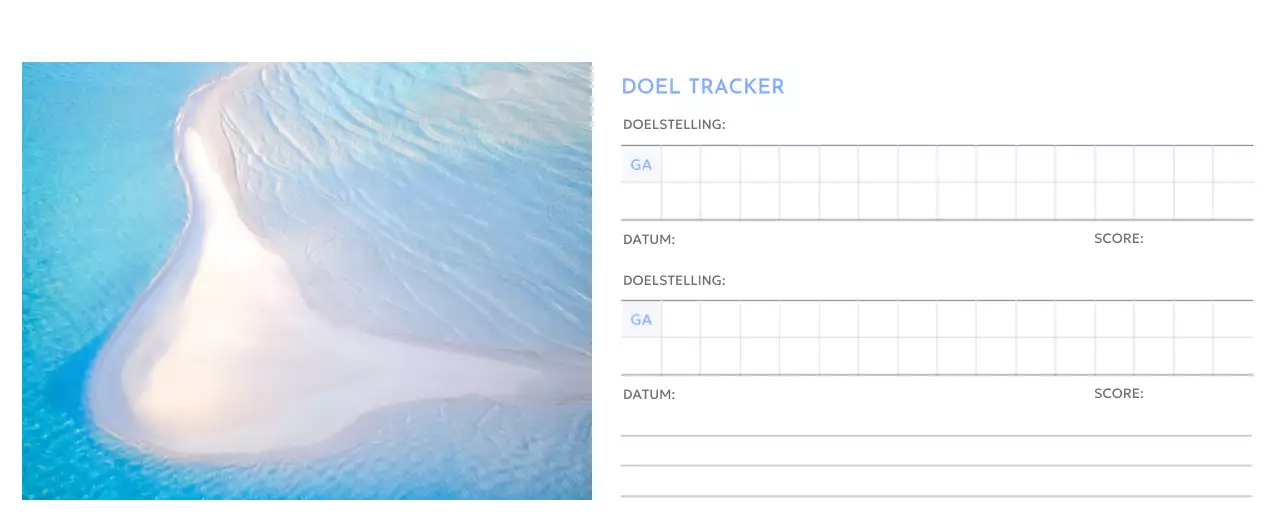 Photo goal tracker kalender met een vleugje blauw