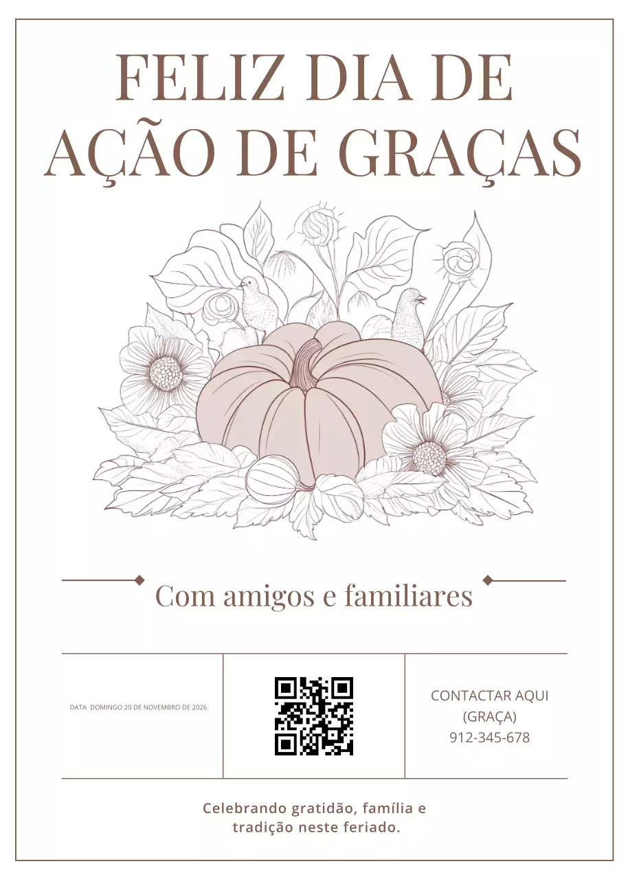 Convite clássico bege de Feliz Ação de Graças