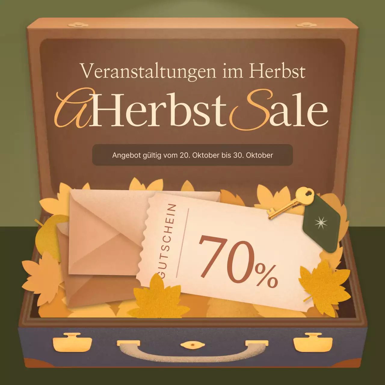 Werben Sie für ein herbstliches Coupon-Angebot in Khaki und Braun