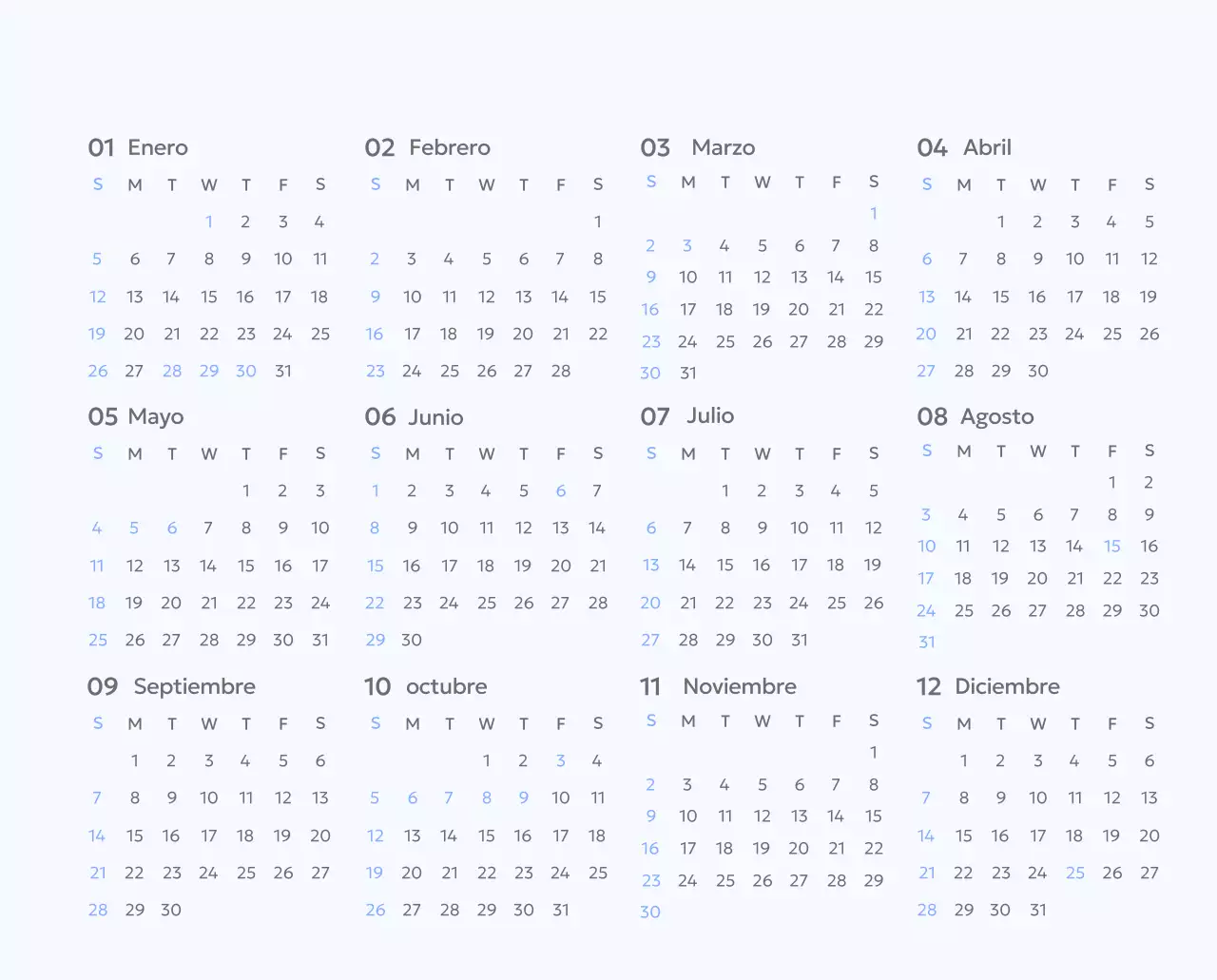 Calendario fotográfico de seguimiento de objetivos con un toque de azul