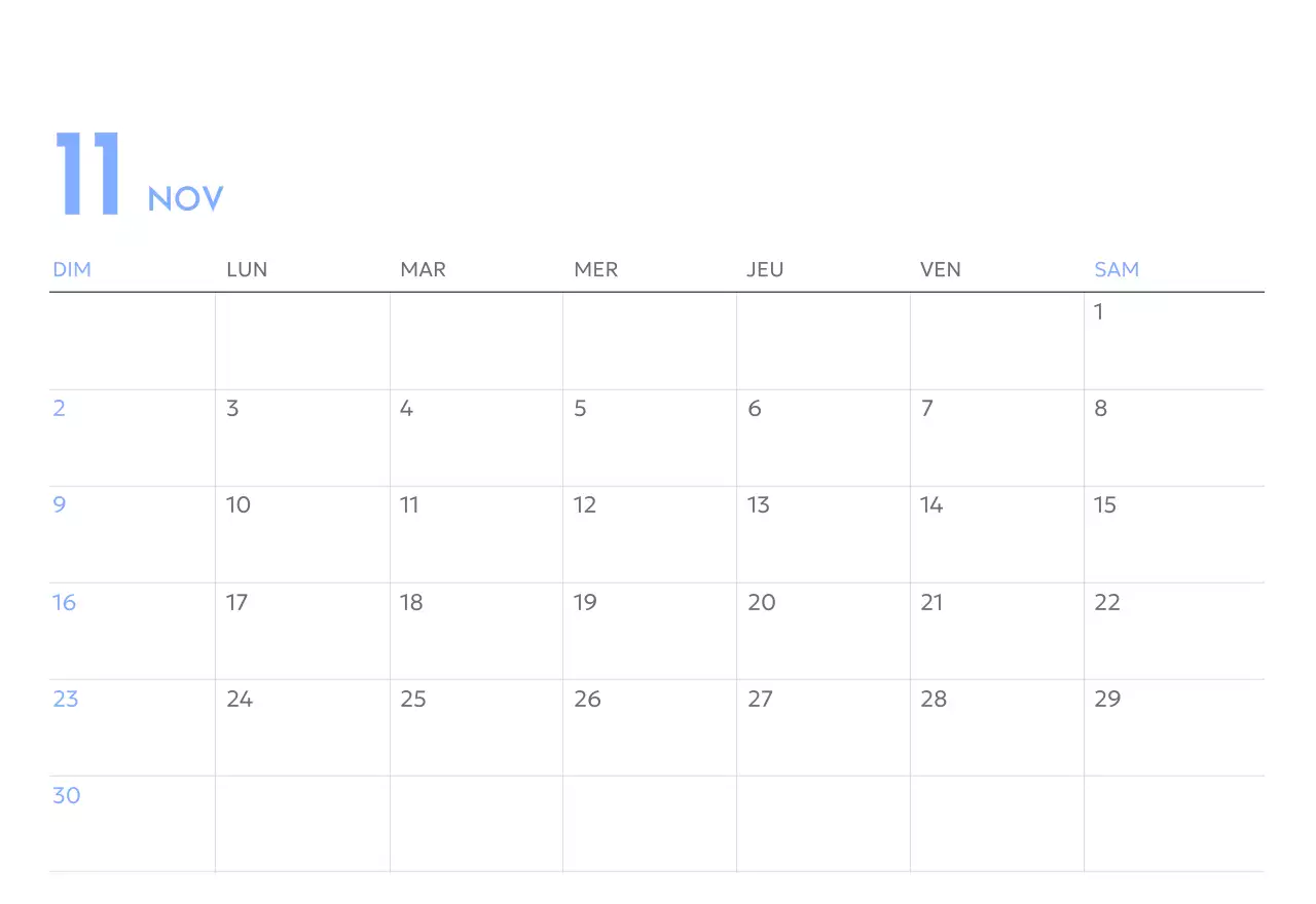 Calendrier photo de suivi des objectifs avec une touche de bleu