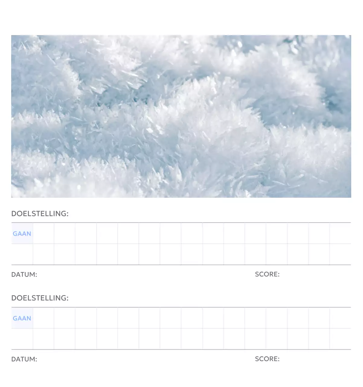 Photo goal tracker kalender met een vleugje blauw