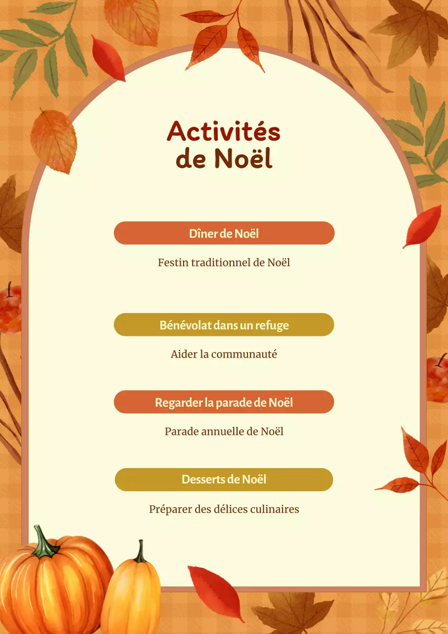 poster rustique orange de la liste de contrôle des activités de Thanksgiving
