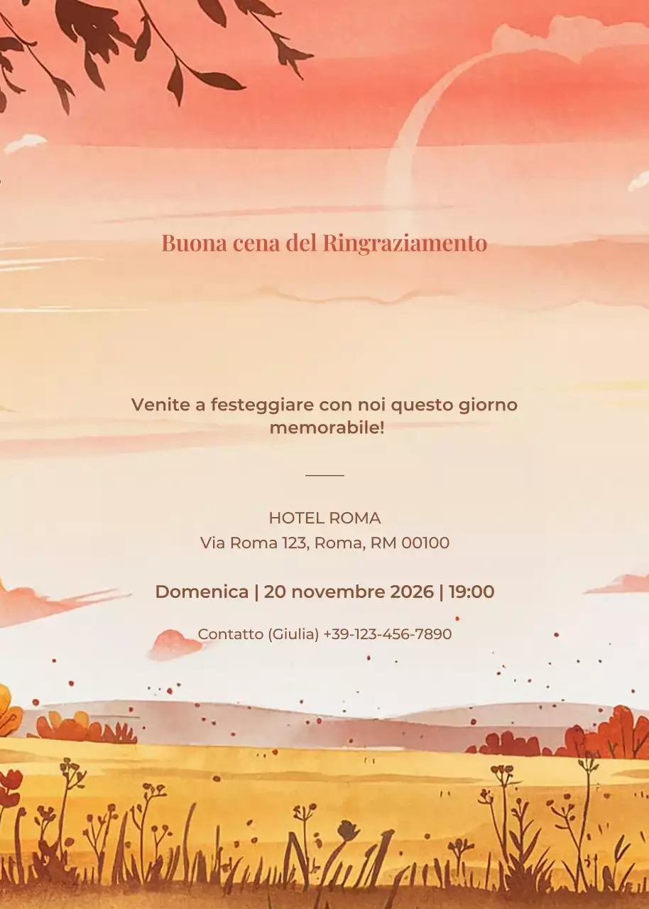 Invito rustico arancione per il Ringraziamento