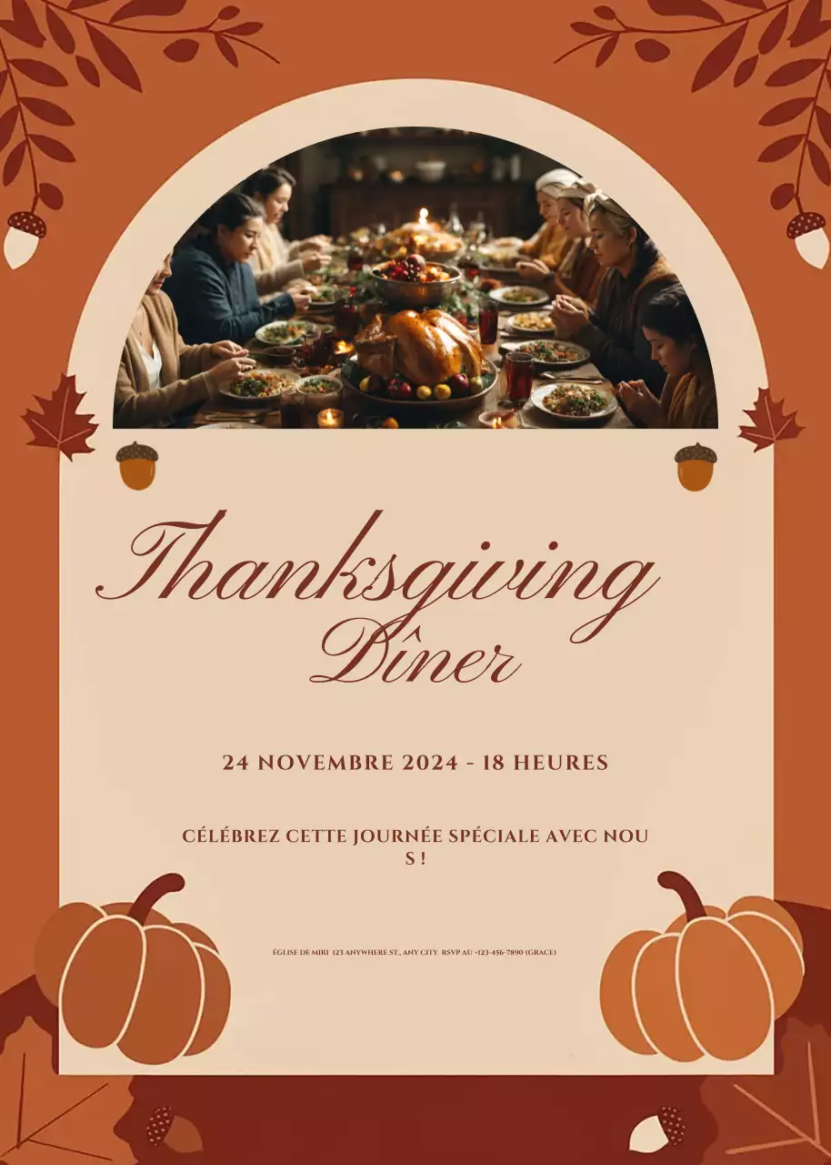 invitation traditionnelle brune pour Thanksgiving