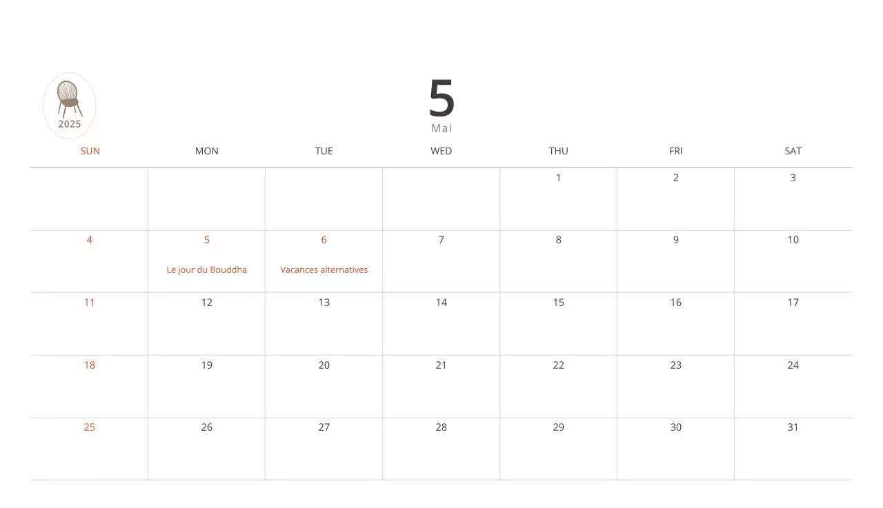 Calendrier intérieur minimaliste beige