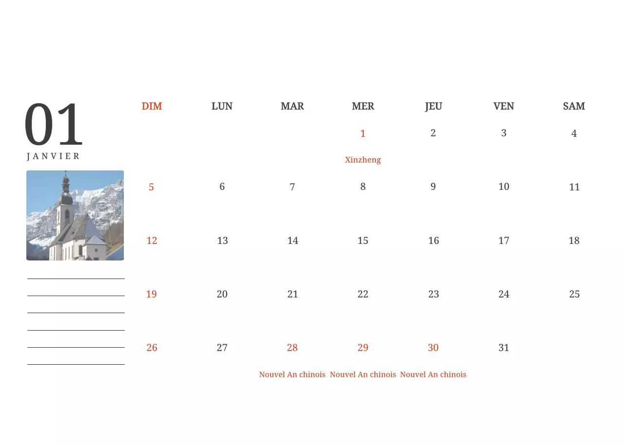 Calendrier photographique conceptuel mettant en scène des églises dans des paysages.