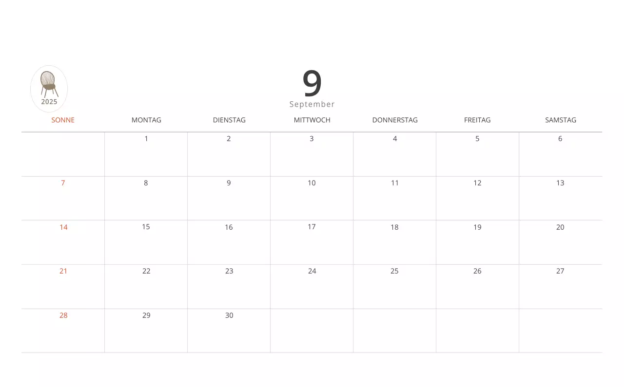 Beigefarbener minimalistischer Innenkalender