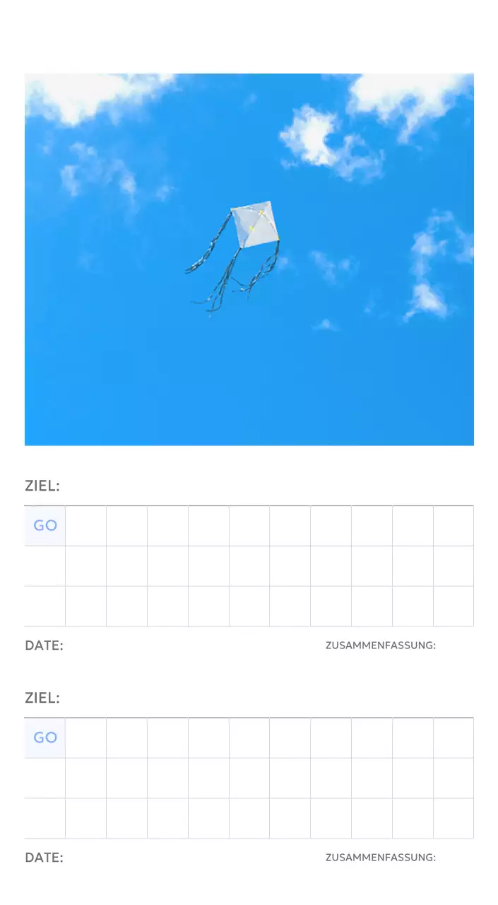 Foto-Zielverfolgungskalender mit einem Hauch von Blau