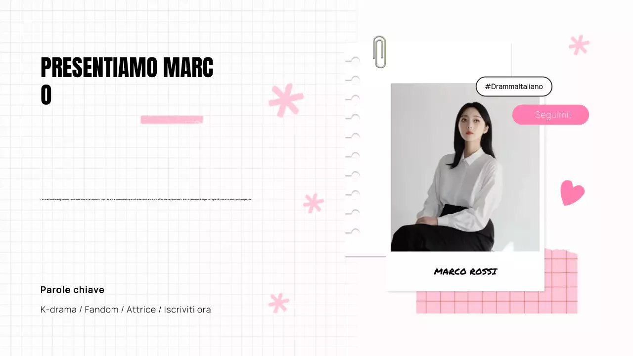 ESTETICA TRENDY ELEGANTE K-DRAMA PITCH DECK ATTRICE PRESENTAZIONE