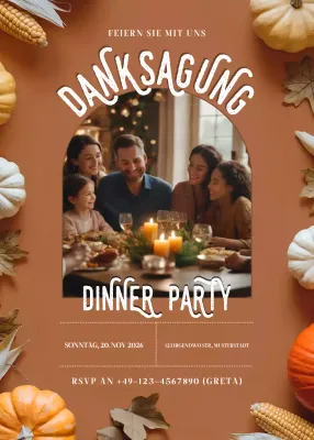orangefarbene traditionelle Einladung zu Thanksgiving
