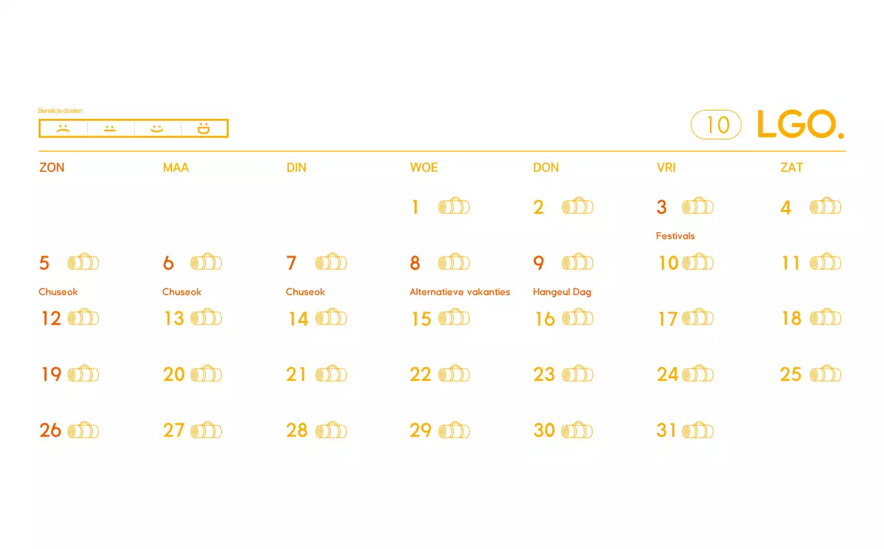 Oranje Minimalistische Yoga Promotiekalender