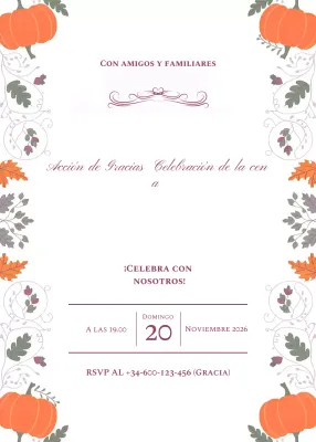 Invitación a la cena de Acción de Gracias