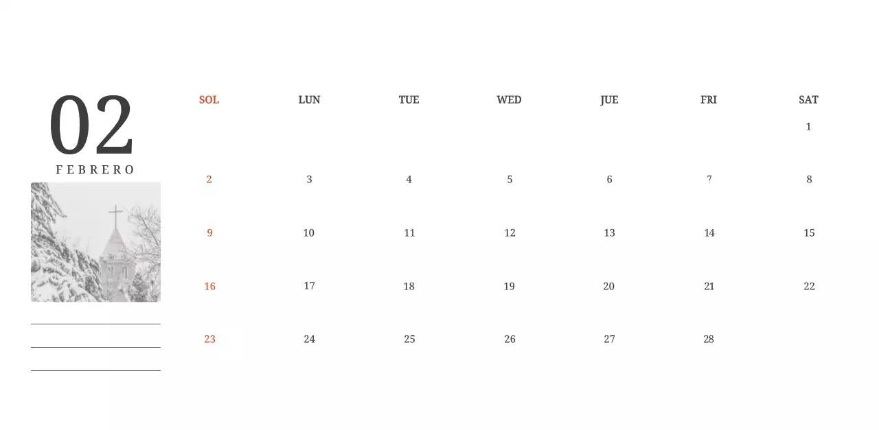 Un calendario conceptual fotográfico con iglesias pintadas en paisajes