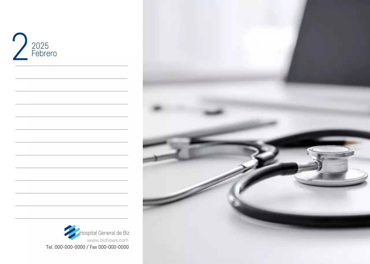 Calendario Promocional Hospital Navy White Simple