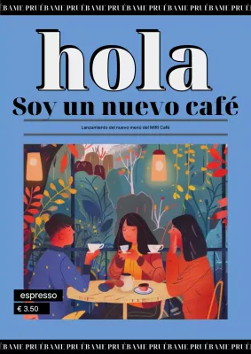 Anuncio vintage azul claro de cafetería