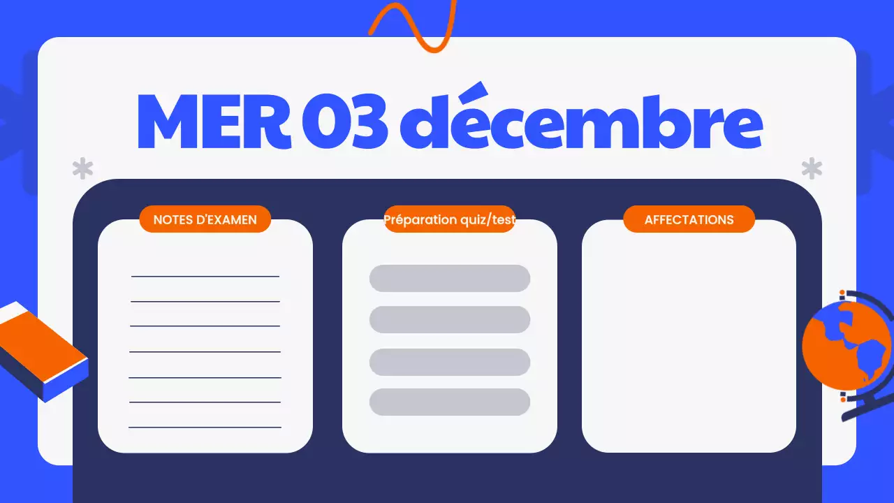 Planificateur d'agenda de classe moderne bleu Présentation