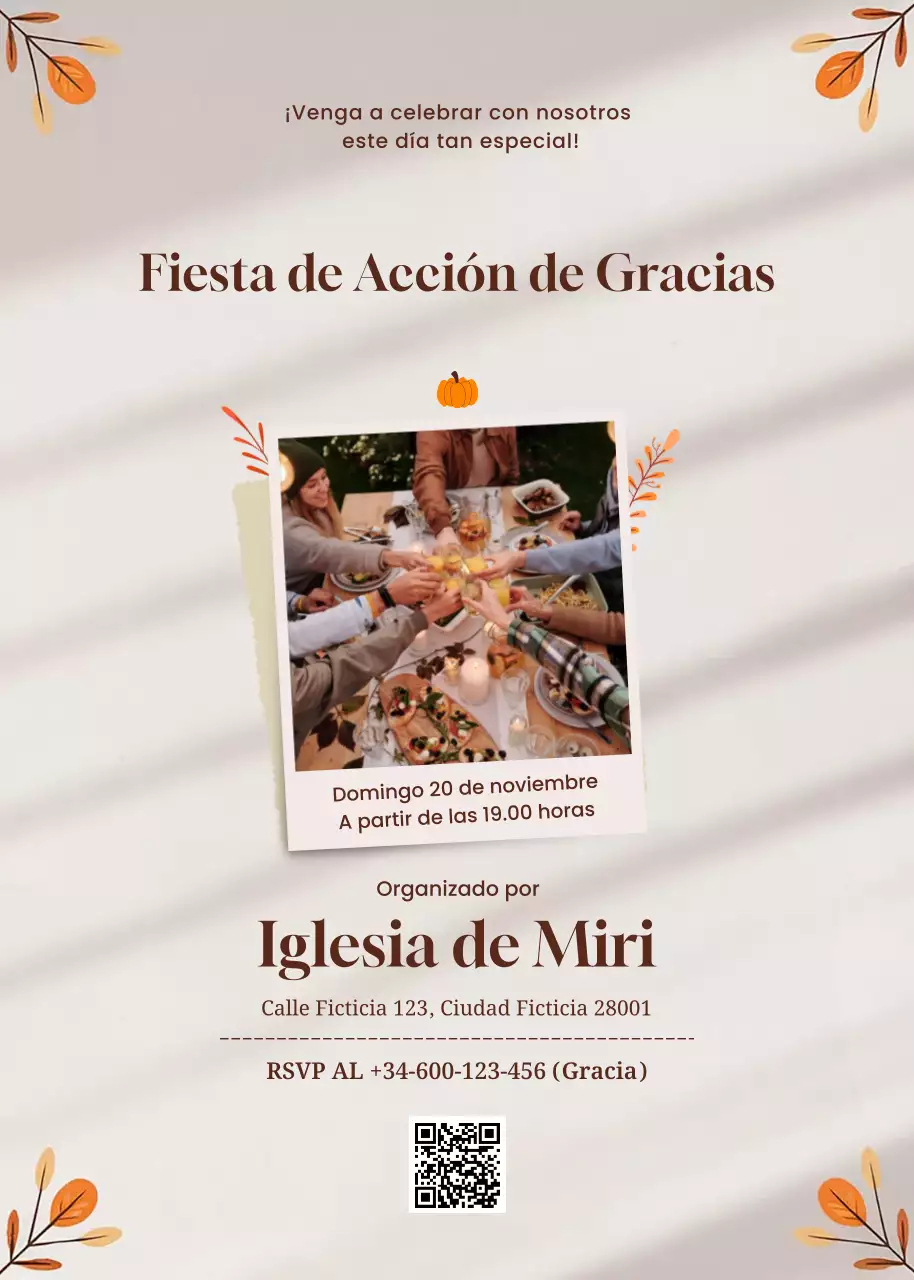 Invitación clásica beige para la celebración de Acción de Gracias