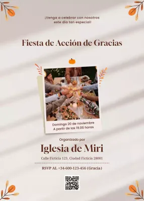 Invitación clásica beige para la celebración de Acción de Gracias