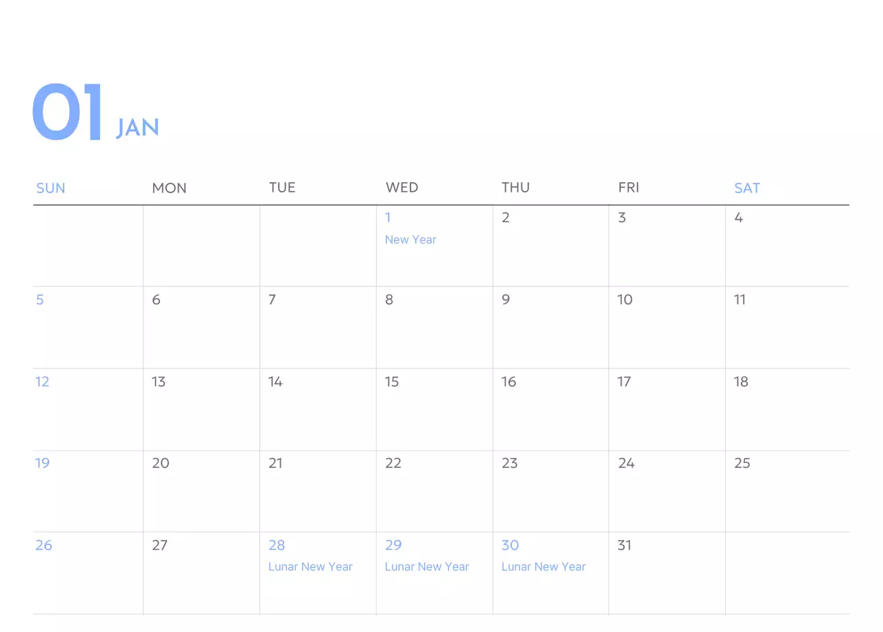 Photo goal tracker calendar with a splash of blue